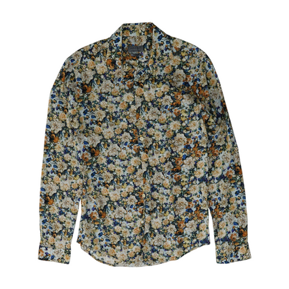 Blue Floral Long Sleeve Button Down