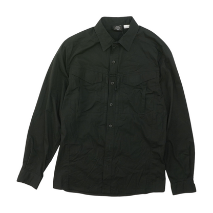 Black Solid Long Sleeve Button Down