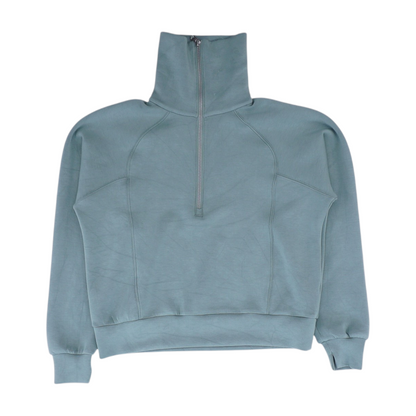 Green Solid 1/4 Zip Pullover