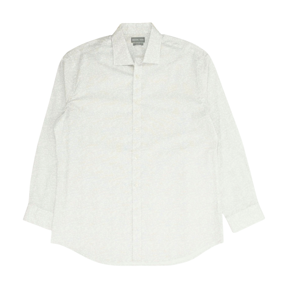 Gray Floral Long Sleeve Button Down