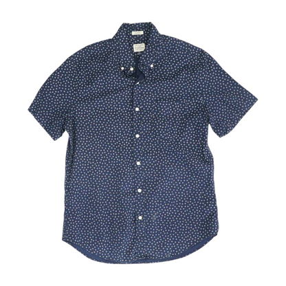 Navy Print Short Sleeve Button Down