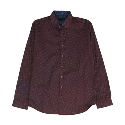 Burgundy Print Long Sleeve Button Down