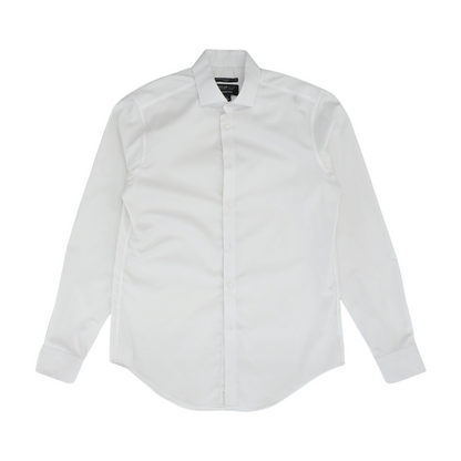 White Solid Long Sleeve Button Down