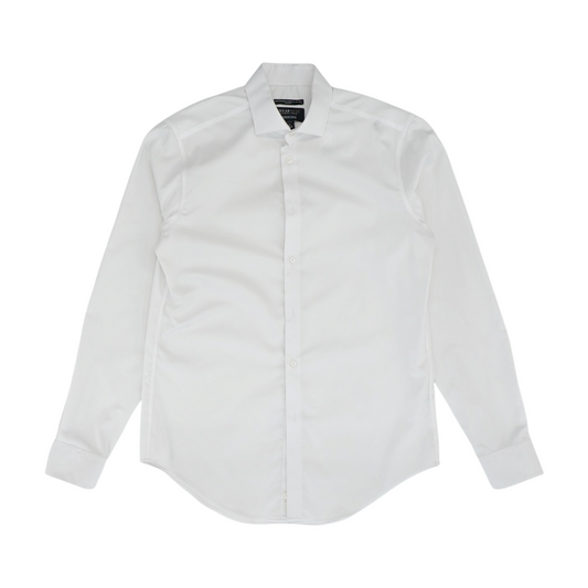 White Solid Long Sleeve Button Down