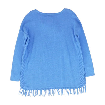 Blue Solid Crewneck Sweater