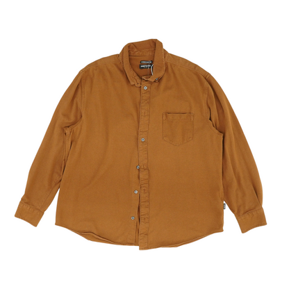 Brown Solid Flannel Button Down