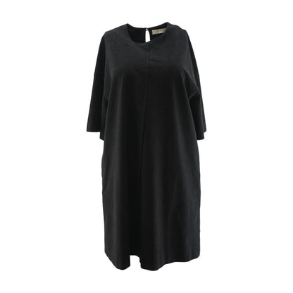 Black Solid Midi Dress