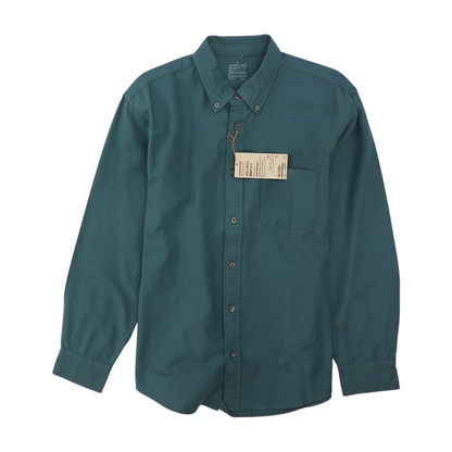 Blue Solid Long Sleeve Button Down