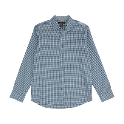 Navy Check Long Sleeve Button Down