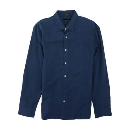 Navy Solid Long Sleeve Button Down