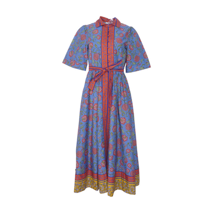 Blue Floral Midi Dress