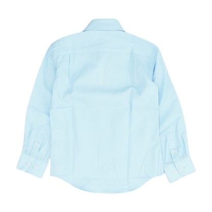 Blue Solid Long Sleeve Button Down