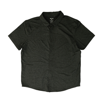 Gray Solid Short Sleeve Button Down