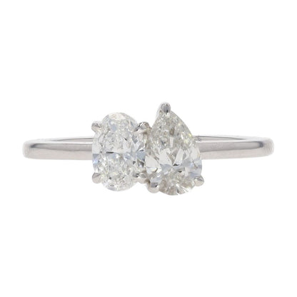 1 Ct 14K White Gold Oval And Pear Lab Grown Diamond Engagement Ring