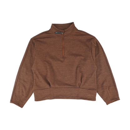 Brown Solid 1/4 Zip Pullover