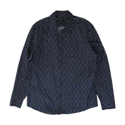 Navy Polka Dot Long Sleeve Button Down