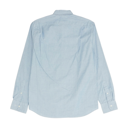 Blue Solid Long Sleeve Button Down