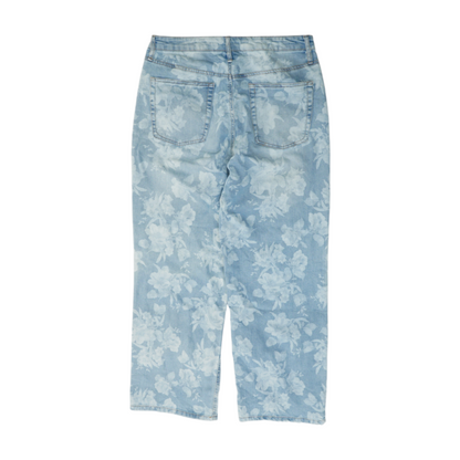 Blue Floral Wide Leg Jeans