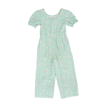Green Floral Short Sleeve One-Piece