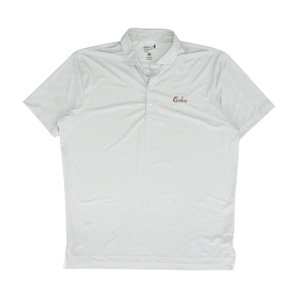 White Print Short Sleeve Polo