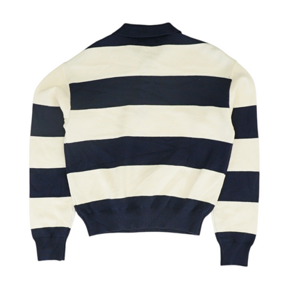 Navy Striped 1/4 Zip Sweater