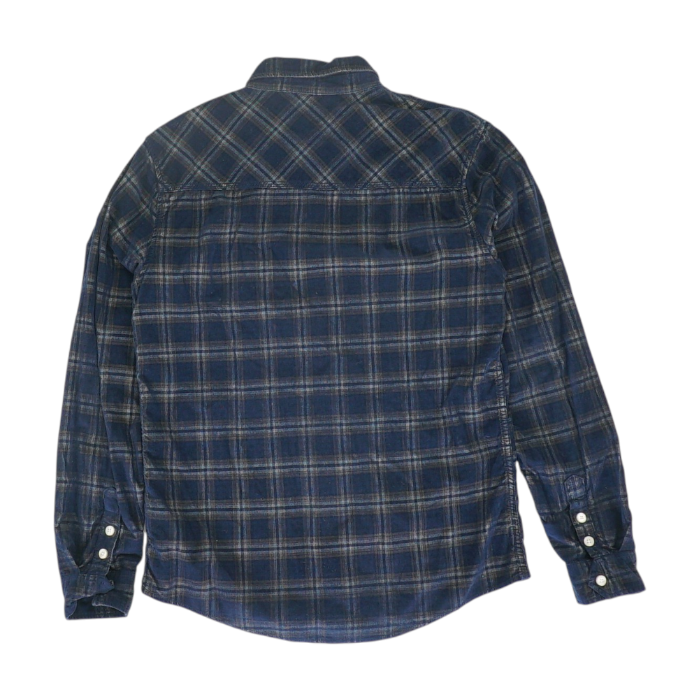 Navy Plaid Flannel Button Down