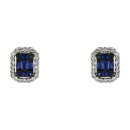 9/10 ctw 14K White Gold Sapphire Stud Earrings