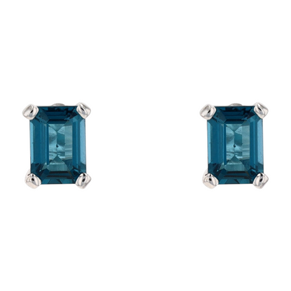 2 1/3 ctw Sterling Silver London Blue Topaz Stud Earrings