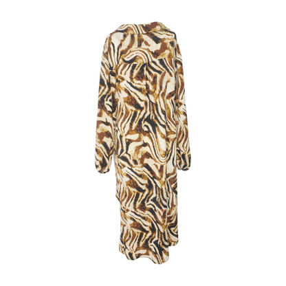 Beige Plus Animal Print Midi Dress