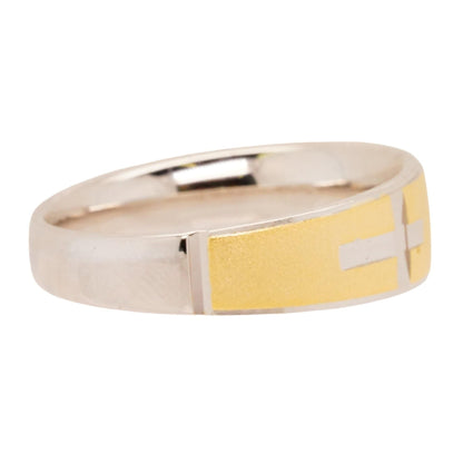 Two Tone Sterling Silver Crosses With Diamond Band