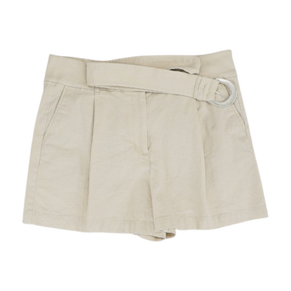 Beige Solid Shorts