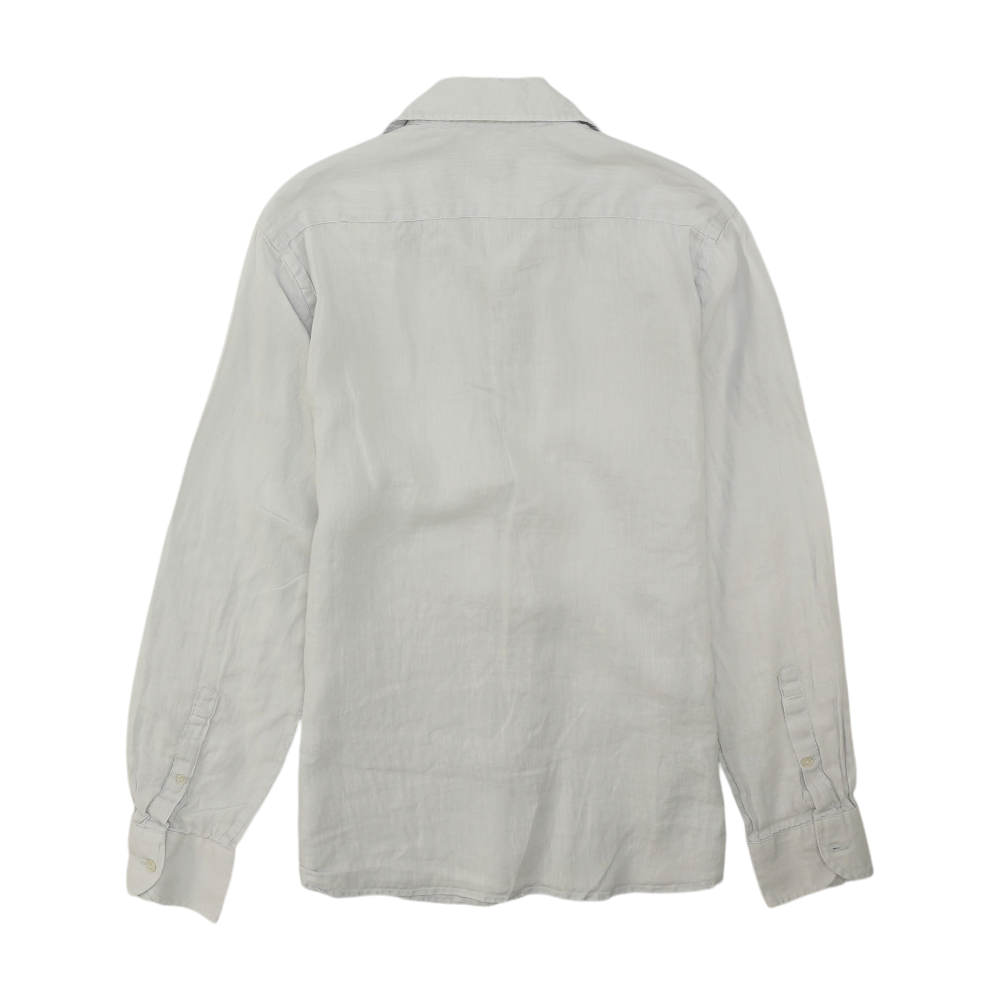 White Solid Long Sleeve Button Down