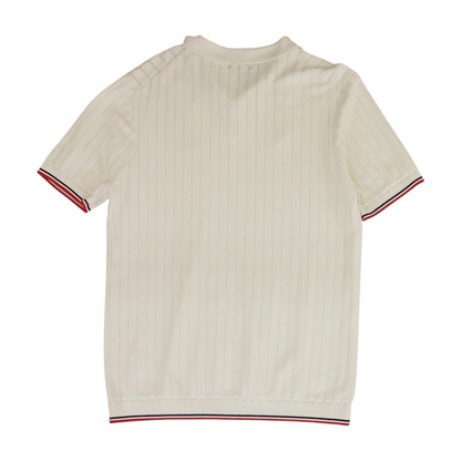 White Herringbone Short Sleeve Polo