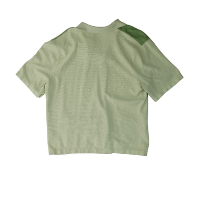 Green Solid Short Sleeve Button Down