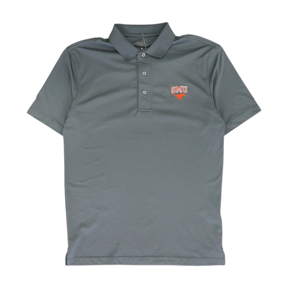 Gray SMU Mustangs Solid Short Sleeve Polo