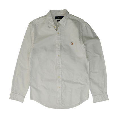 White Solid Long Sleeve Button Down