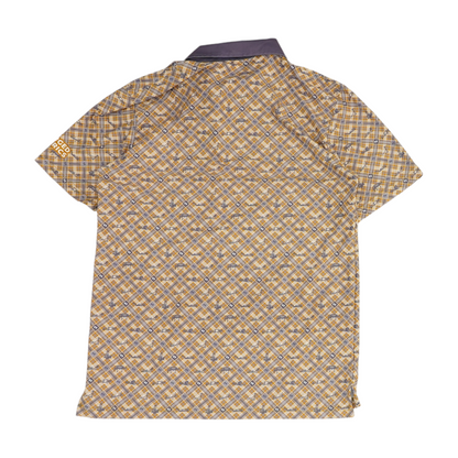 Tan Plaid Short Sleeve Polo