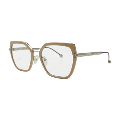 Beige Plein Icon Geometric Prescription Eyewear