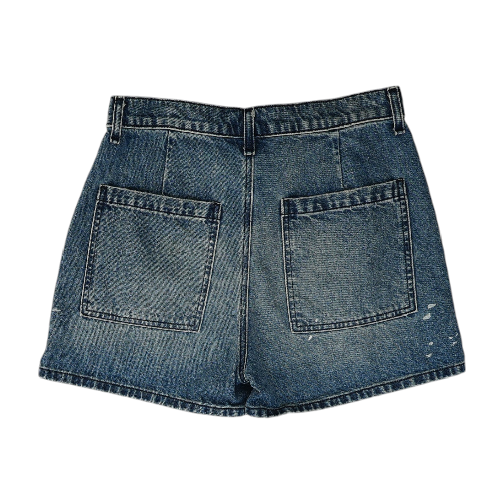 Blue Solid Denim Shorts