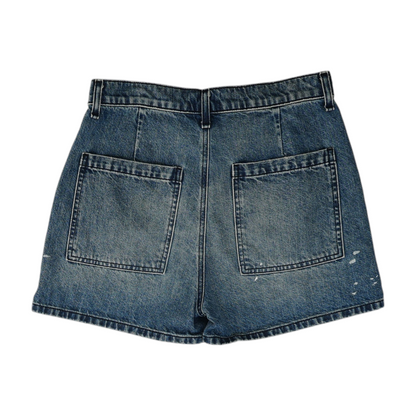 Blue Solid Denim Shorts