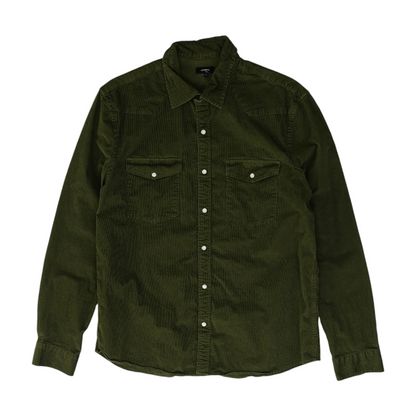Green Solid Long Sleeve Button Down