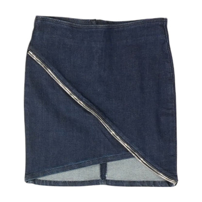 Blue Solid Mini Skirt