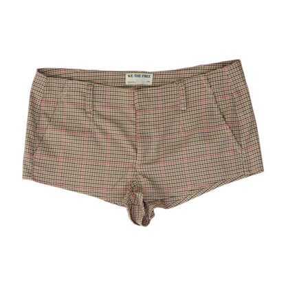 Beige Houndstooth Chino Shorts