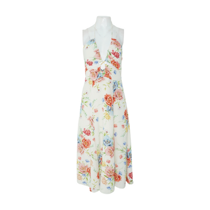Ivory Floral Midi Dress