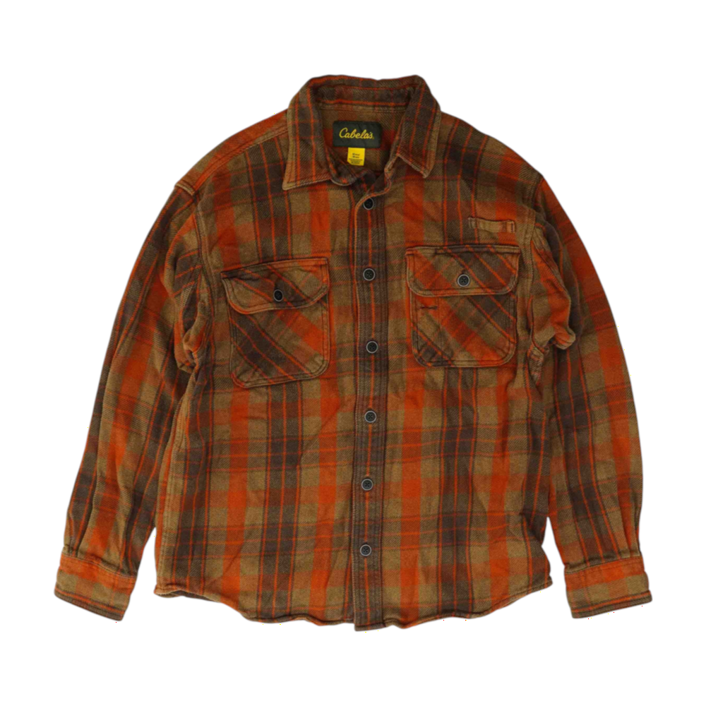 Orange Plaid Flannel Button Down