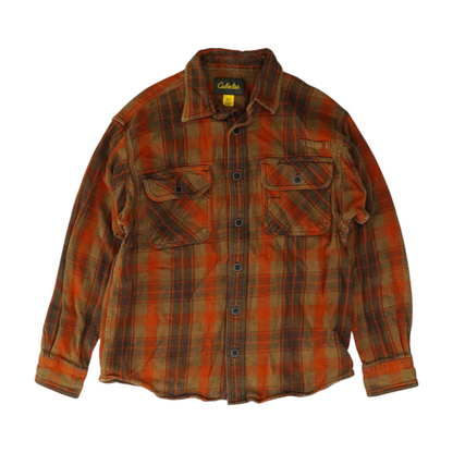 Orange Plaid Flannel Button Down