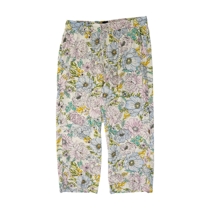 White Floral Regular Pants