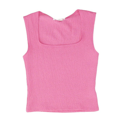 Pink Solid Sleeveless Blouse