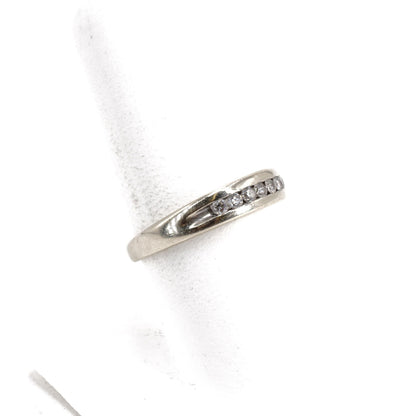 14K White Gold Channel Set Diamond Tapered Band
