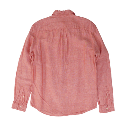 Red Solid Long Sleeve Button Down